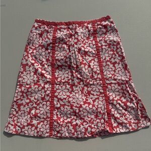 BODEN Coral-pink and White floral light cotton skirt (side zip)